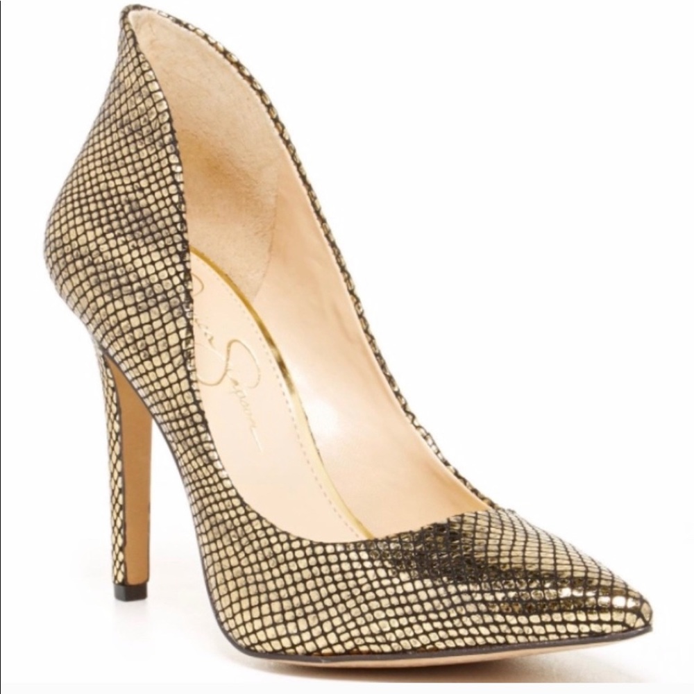 Jessica Simpson Gold Pumps